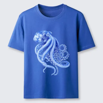 Tokyo-Lion Retro Blue Octopus Classic T-Shirt