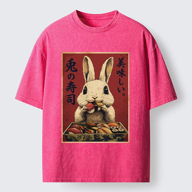 Tokyo-Lion Rabbit’s Sushi Feast Washed T-Shirt