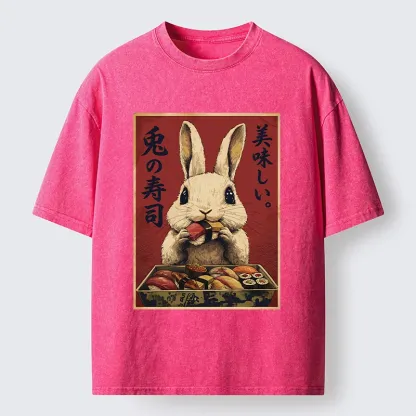 Tokyo-Lion Rabbit’s Sushi Feast Washed T-Shirt
