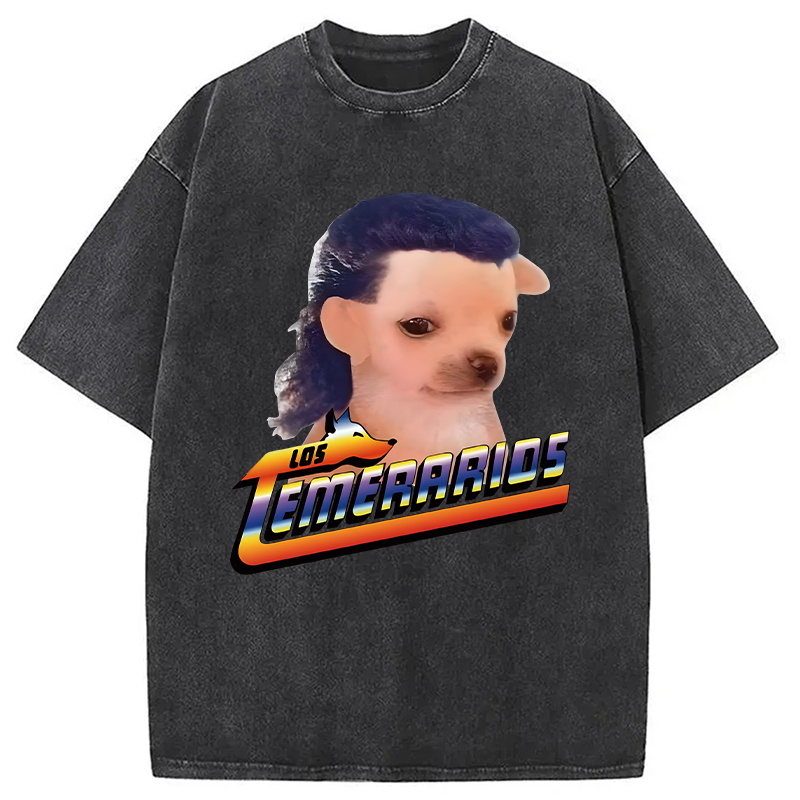 Tokyolion Chihuahua Mullet Meme Washed T-Shirt