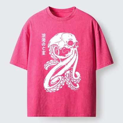 Tokyo-Lion Octopus Of The Deep Ghost Washed T-Shirt
