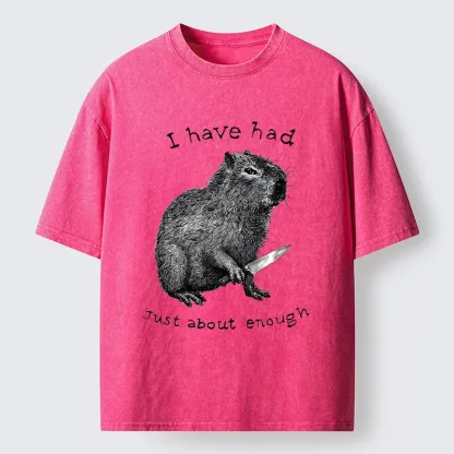 Tokyo-Lion Capybara With A Knife Washed T-Shirt