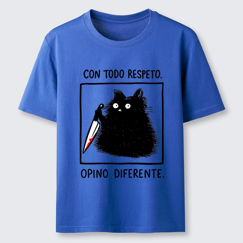 Tokyo-Lion Black Cat Holds Knife Disagrees Classic T-Shirt