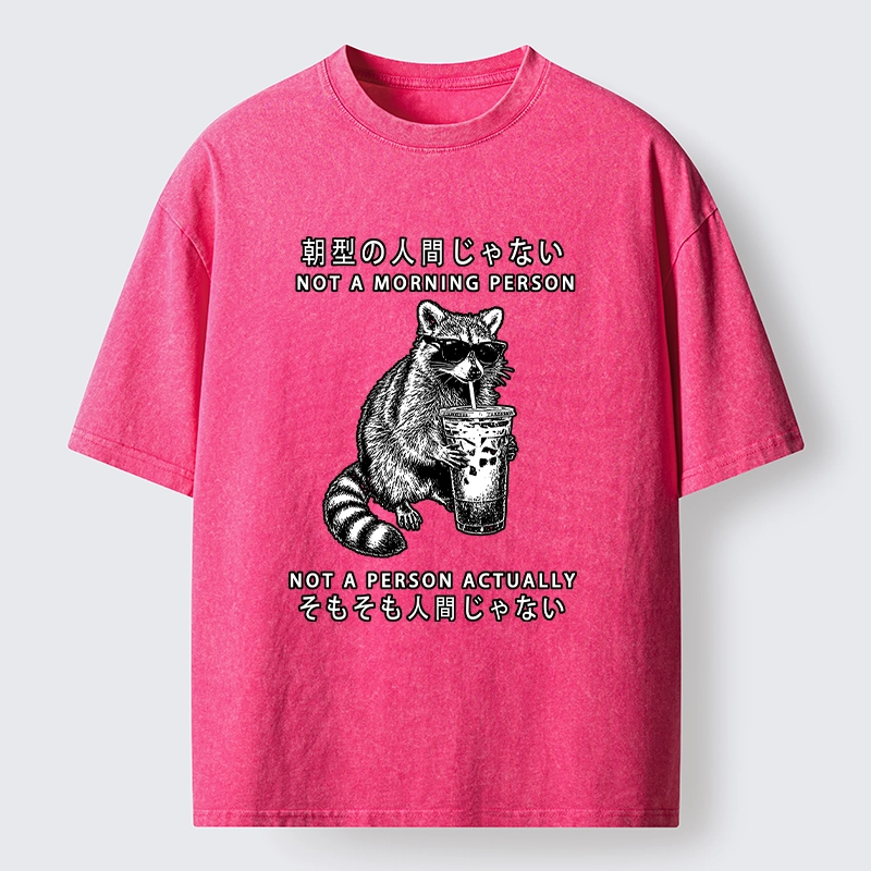 Tokyo-Lion Raccoon Rejecting Early Mornings Washed T-Shirt-Tokyo-Lion