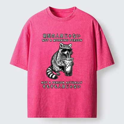Tokyo-Lion Raccoon Rejecting Early Mornings Washed T-Shirt-Tokyo-Lion