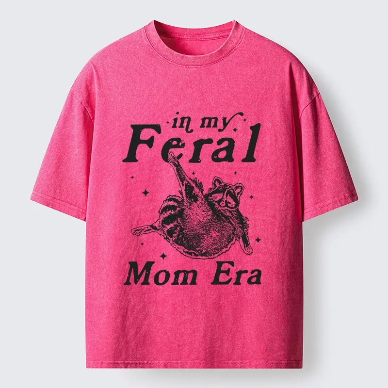 Tokyo-Lion Feral Mom Raccoon Meme Art Washed T-Shirt-Tokyo-Lion
