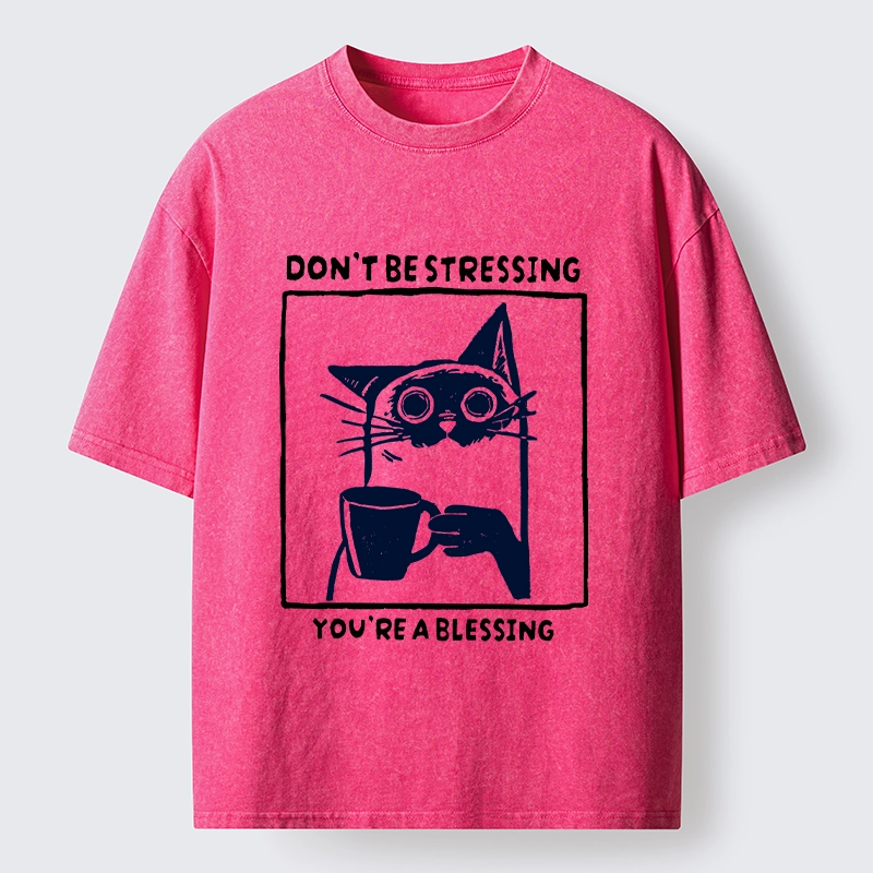 Tokyo-Lion Coffee Cat Blessing Meme Washed T-Shirt-Tokyo-Lion