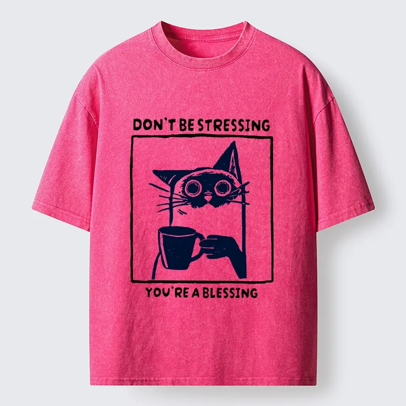 Tokyo-Lion Coffee Cat Blessing Meme Washed T-Shirt-Tokyo-Lion