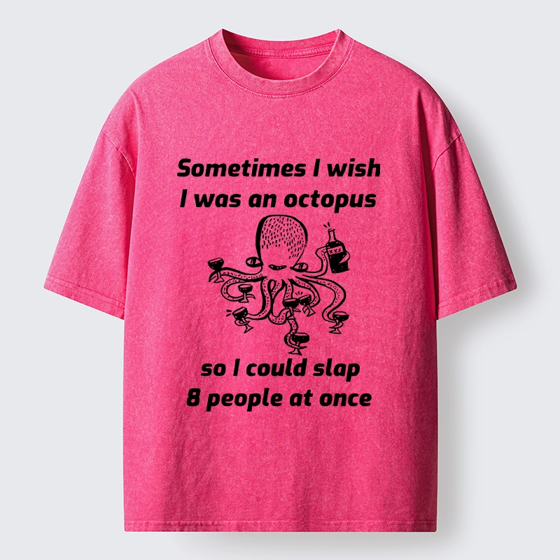 Tokyo-Lion Octopus Wishing To Slap Everyone Washed T-Shirt-Tokyo-Lion