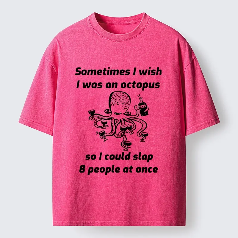 Tokyo-Lion Octopus Wishing To Slap Everyone Washed T-Shirt-Tokyo-Lion