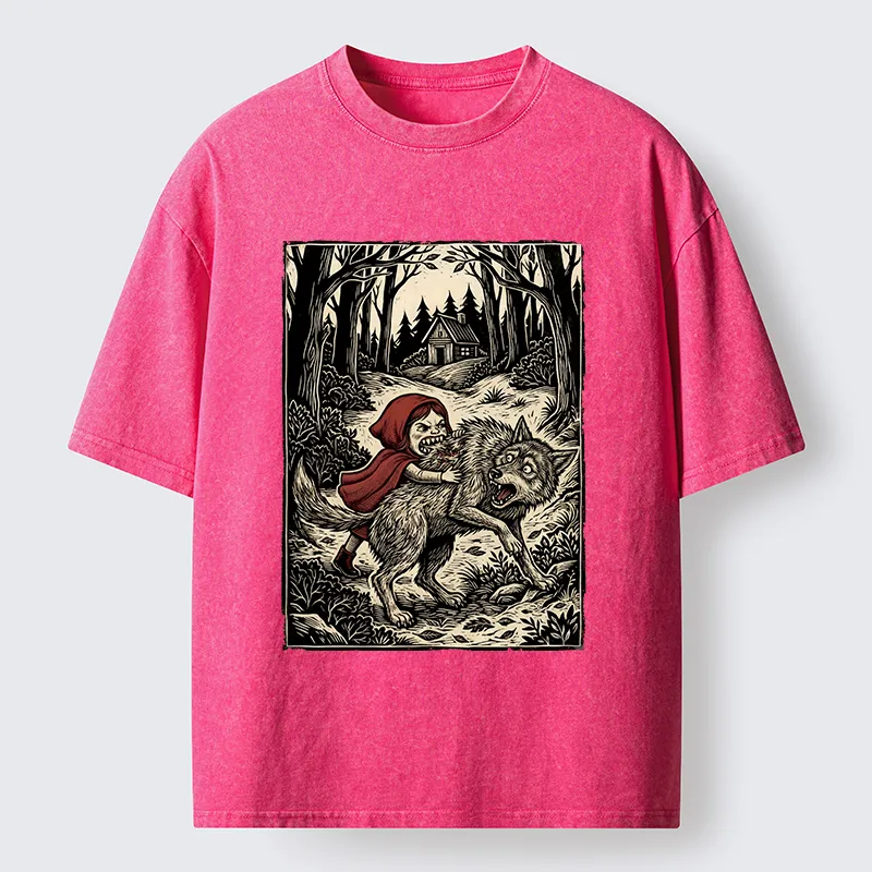 Tokyo-Lion Humor Of Inverted Stories Washed T-Shirt-Tokyo-Lion