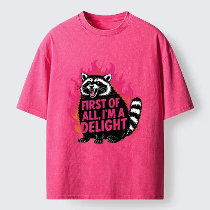 Tokyo-Lion Angry Raccoon Funny Washed T-Shirt-Tokyo-Lion