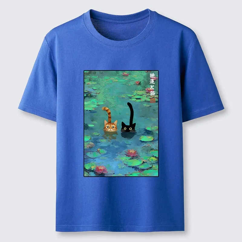 Tokyo-Lion Funny Cats Swimming In Lilies Classic T-Shirt