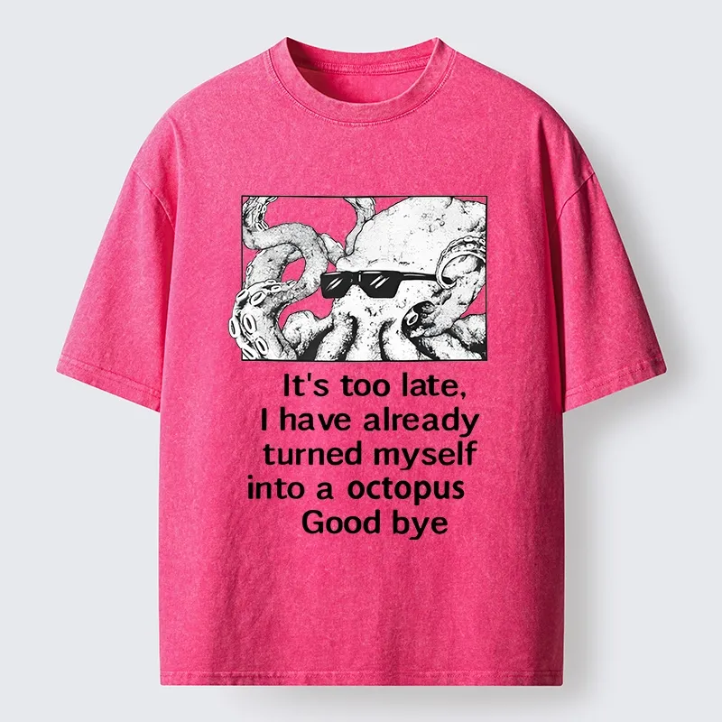 Tokyo-Lion Octopus Meme I Disappeared Completely Washed T-Shirt