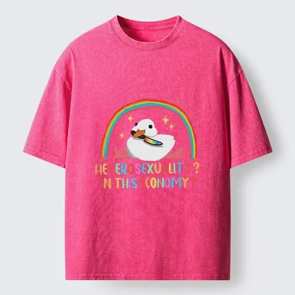 Tokyo-Lion Duck Says No To Heteronormativity Washed T-Shirt