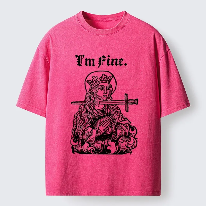 Tokyo-Lion Medieval Lady Im Fine Vibe Washed T-Shirt