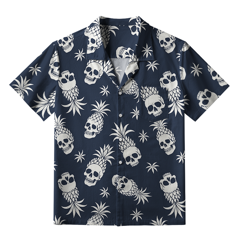 Tokyo-Lion Pineapple Skull Aloha Hawaiian Shirt