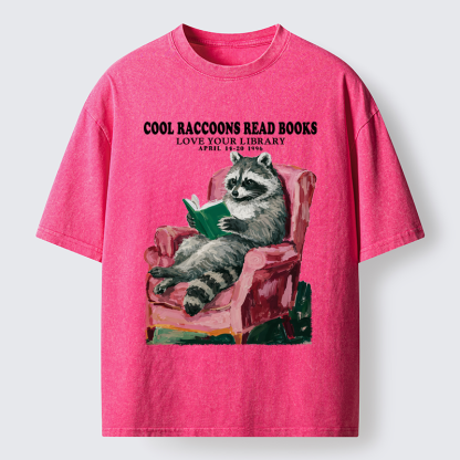 Tokyo-Lion Cool Raccoon Reads Washed T-Shirt