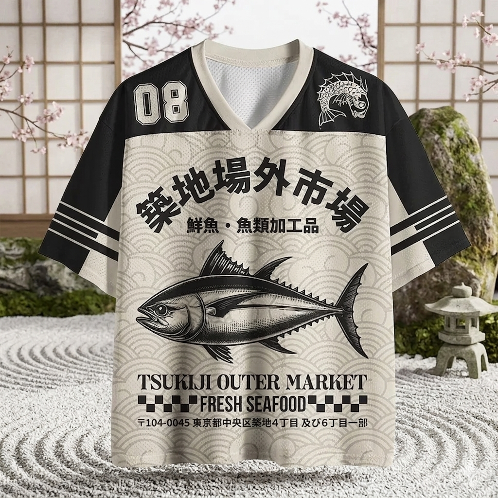 Tokyo-Lion Japan Tsukiji Market Fish Mesh Jersey