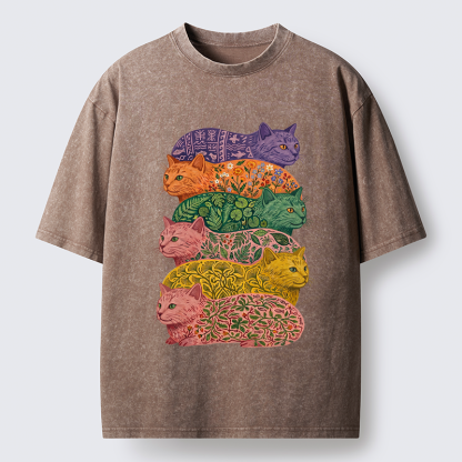 Tokyo-Lion Botanical Felines Stacking Washed T-Shirt