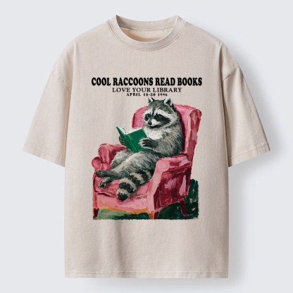 Tokyo-Lion Cool Raccoon Reads Washed T-Shirt