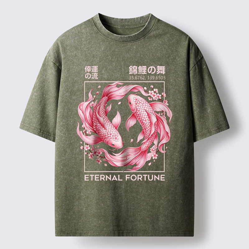 Tokyo-Lion The Dance of Nishikigoi Washed T-Shirt-Tokyo-Lion