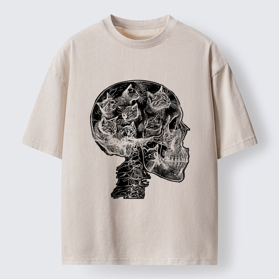 Tokyo-Lion Mind Full Of Cats Washed T-Shirt