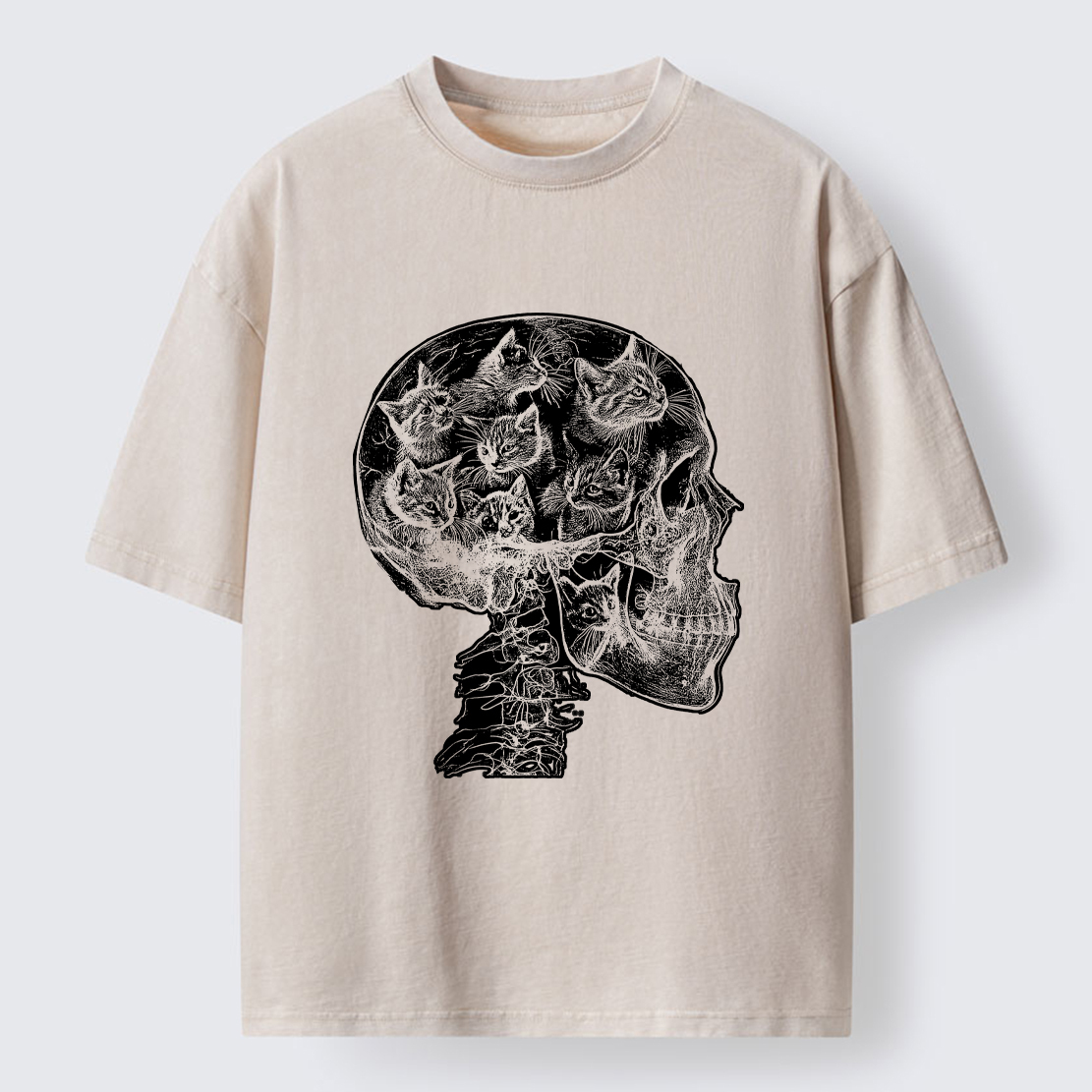 Tokyo-Lion Mind Full Of Cats Washed T-Shirt