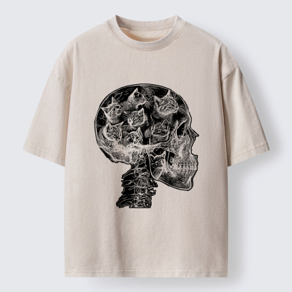 Tokyo-Lion Mind Full Of Cats Washed T-Shirt