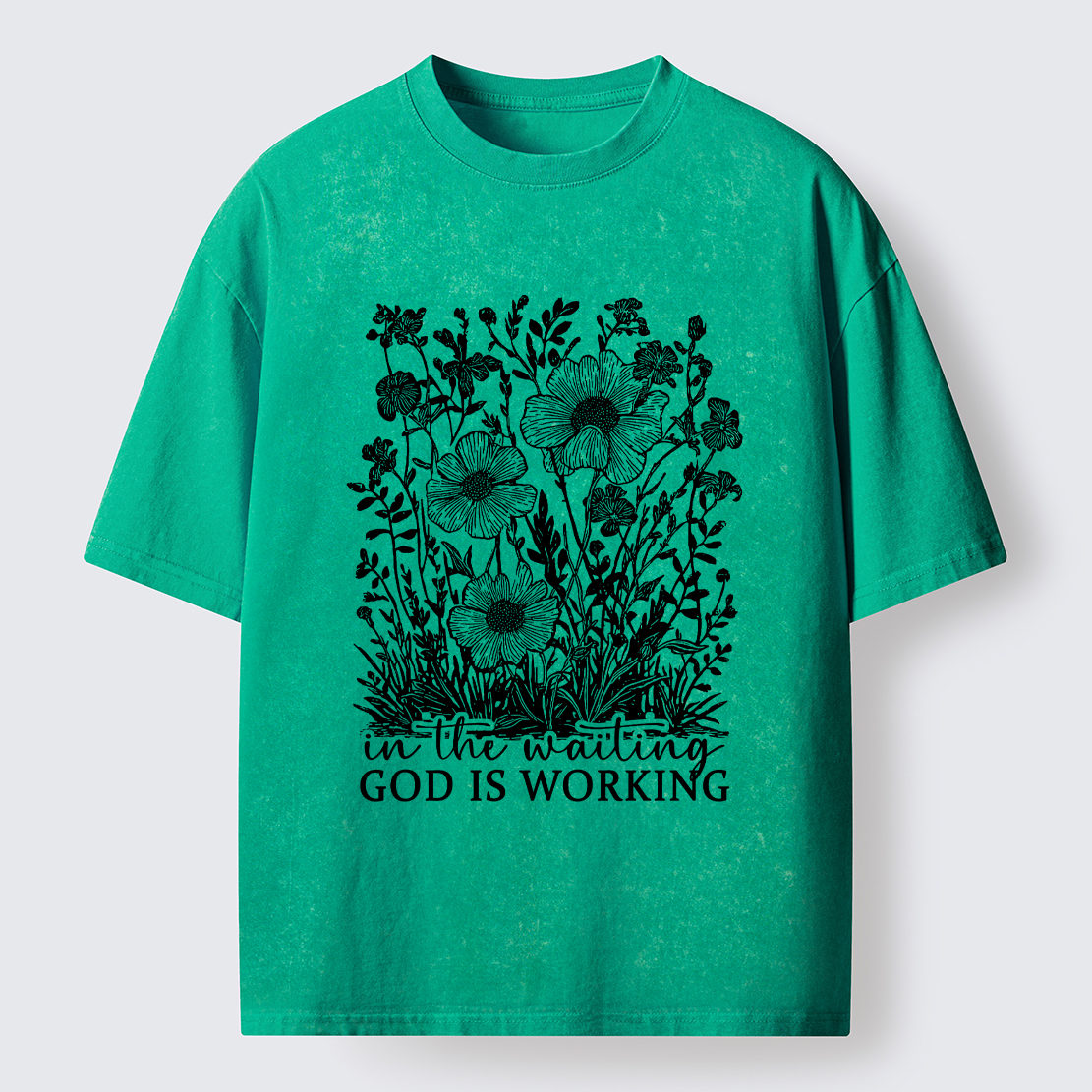 Tokyo-Lion Vintage Flower:In the waiting God is working Washed T-Shirt