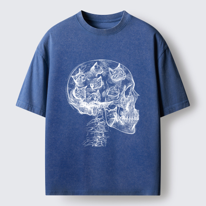 Tokyo-Lion Mind Full Of Cats Washed T-Shirt