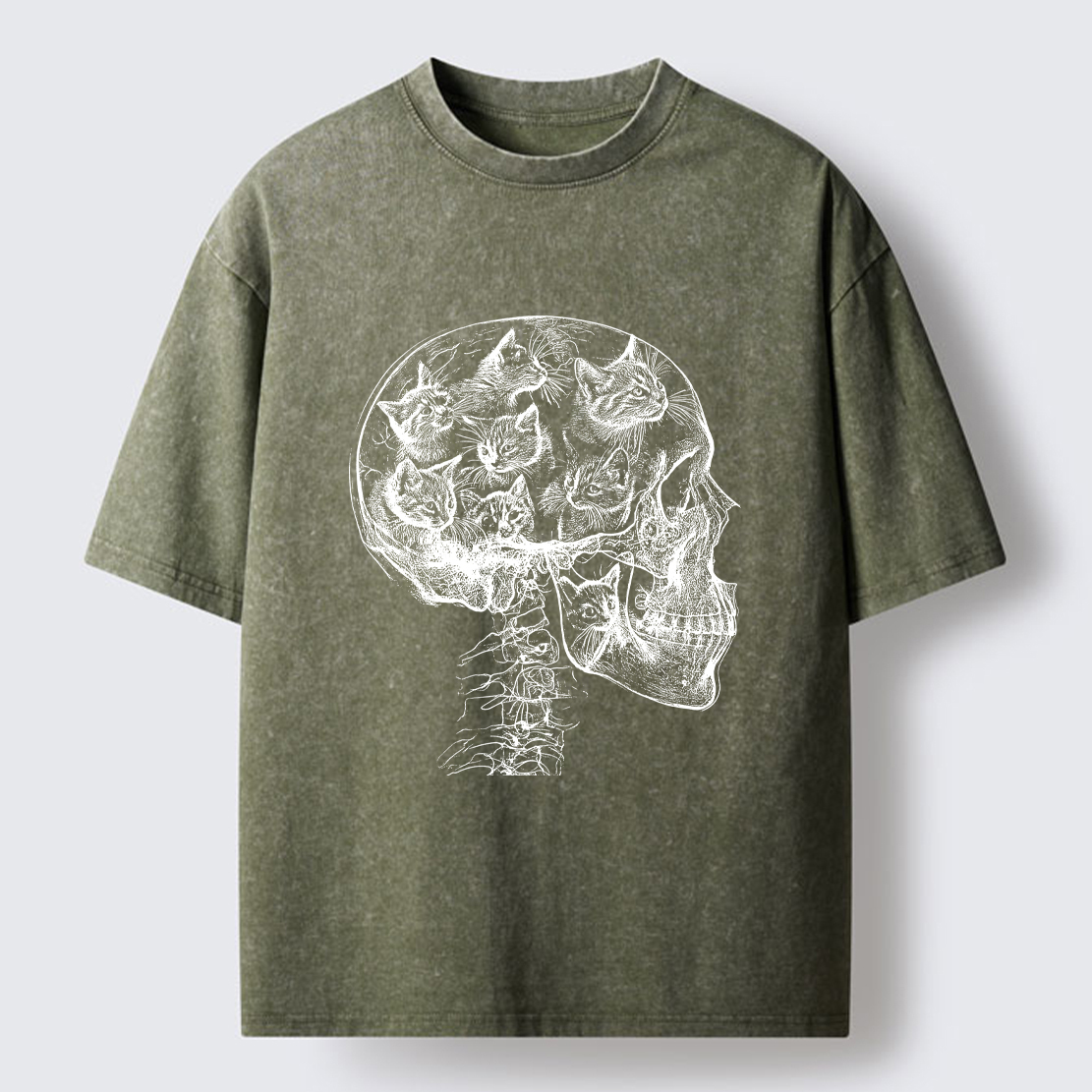 Tokyo-Lion Mind Full Of Cats Washed T-Shirt