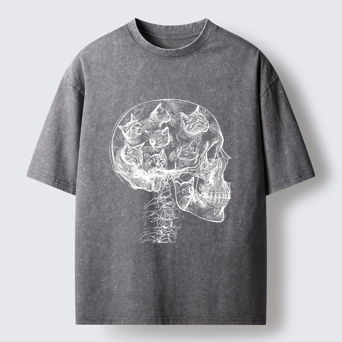 Tokyo-Lion Mind Full Of Cats Washed T-Shirt