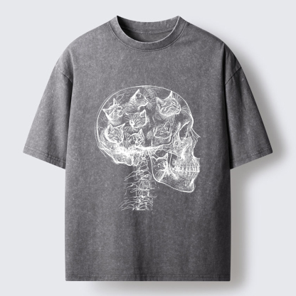 Tokyo-Lion Mind Full Of Cats Washed T-Shirt