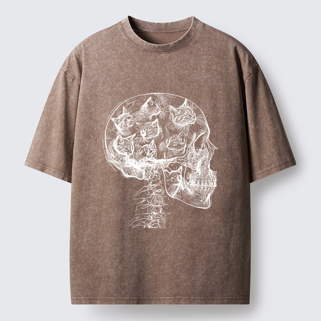 Tokyo-Lion Mind Full Of Cats Washed T-Shirt