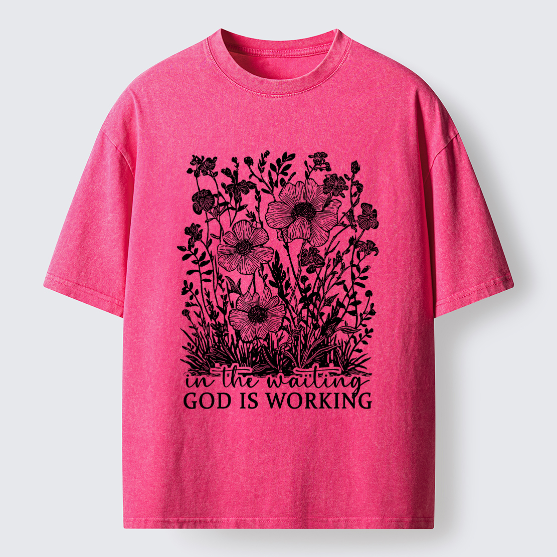 Tokyo-Lion Vintage Flower:In the waiting God is working Washed T-Shirt