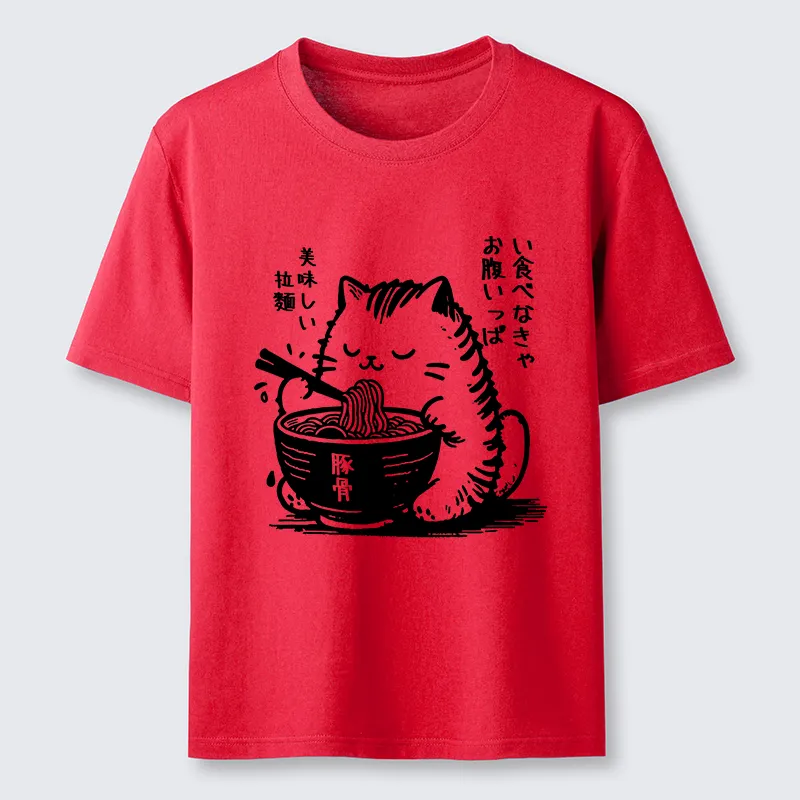 Tokyo-Lion Funny Cute Cat Eating Ramen Japan Classic T-Shirt