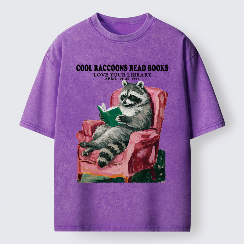 Tokyo-Lion Cool Raccoon Reads Washed T-Shirt
