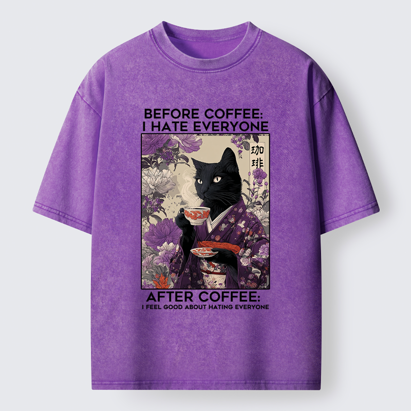 Tokyo-Lion Coffee First, Humans Later Washed T-Shirt