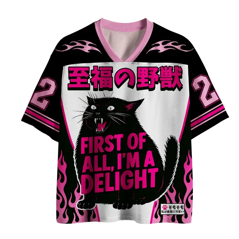 Tokyo-Lion Roaring Black Cat Mesh Jersey