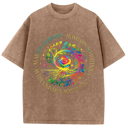 Tokyolion Rainbow Tree Cosmic Spiral Washed T-Shirt-Tokyo-Lion