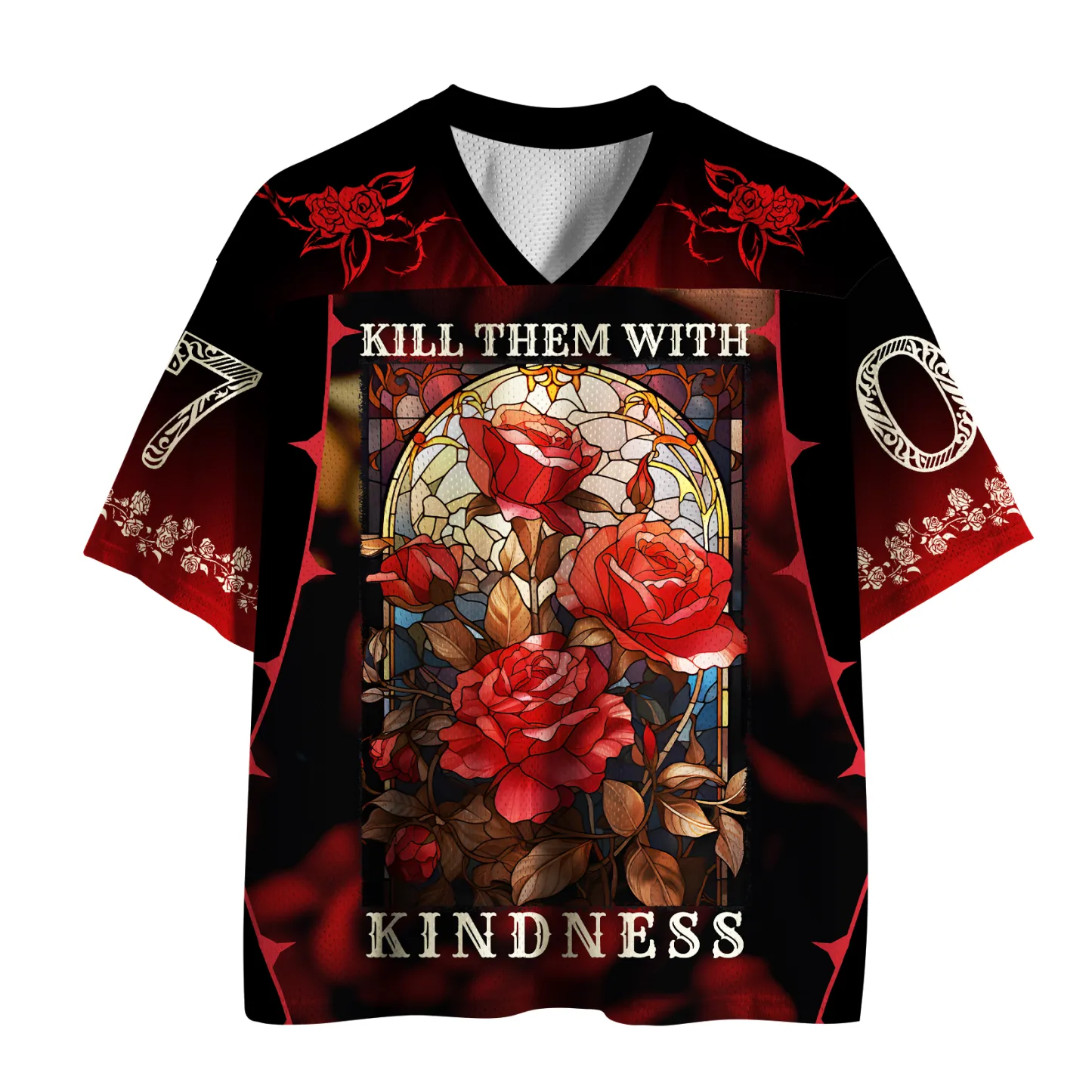 Tokyo-Lion Midnight Rose "Kindness" Statement Mesh Jersey