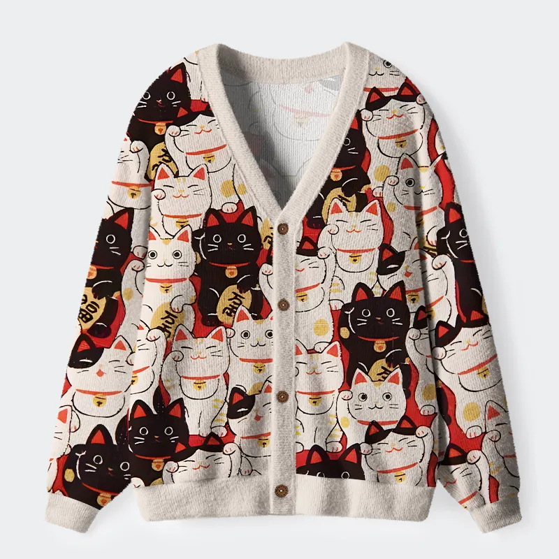 Tokyo-Lion Lucky Cat Ugly Cardigan Sweater