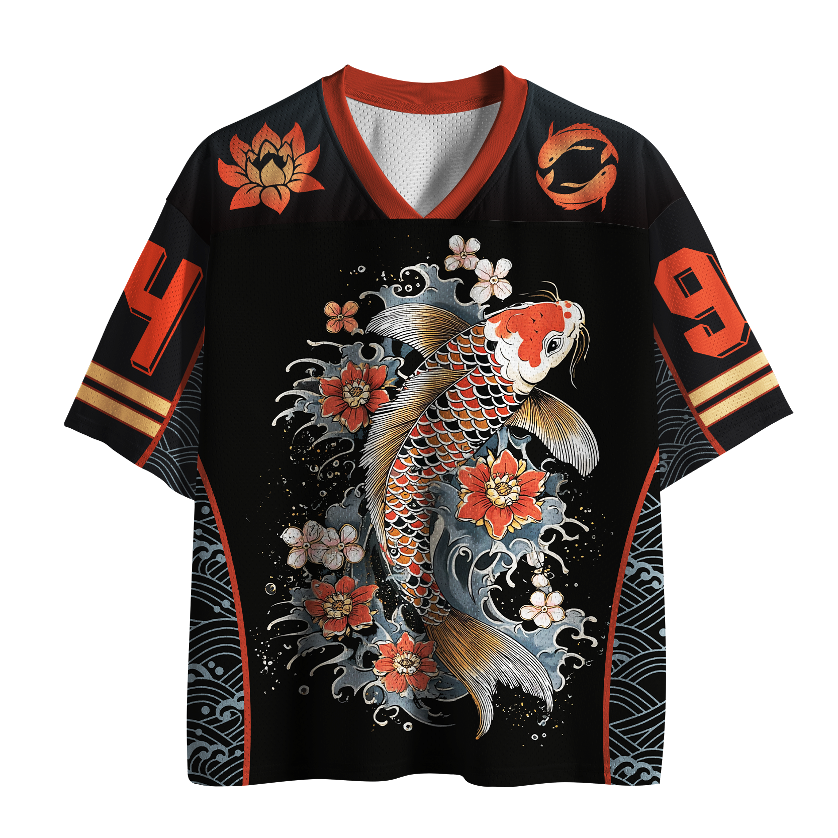 Tokyo-Lion Great Wave&Koi Zen Art Mesh Jersey-Tokyo-Lion