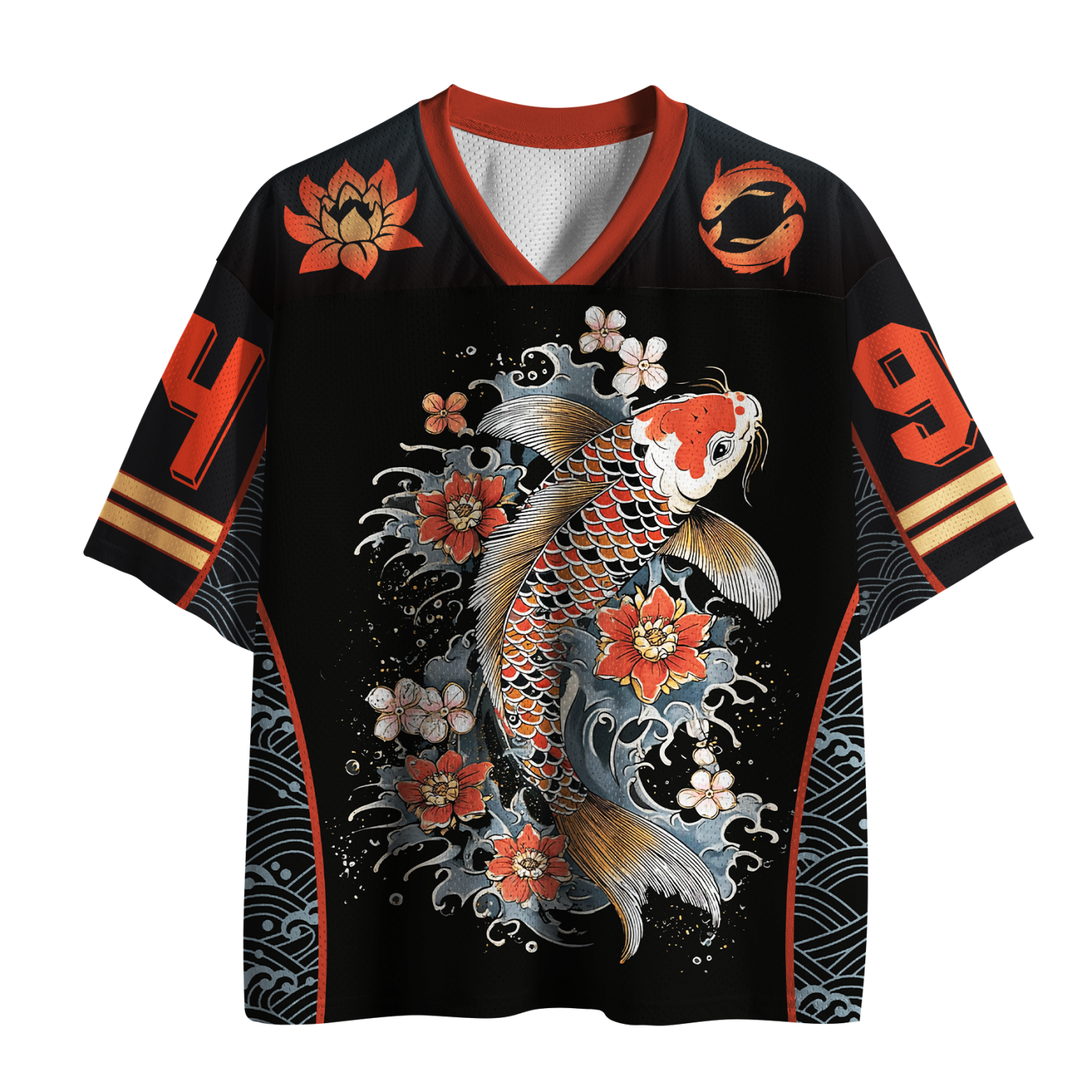 Tokyo-Lion Great Wave&Koi Zen Art Mesh Jersey-Tokyo-Lion