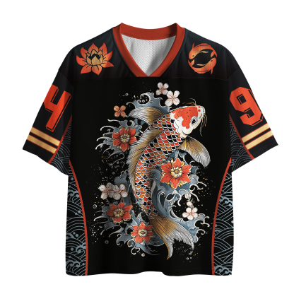 Tokyo-Lion Great Wave&Koi Zen Art Mesh Jersey-Tokyo-Lion