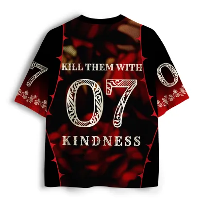 Tokyo-Lion Midnight Rose "Kindness" Statement Mesh Jersey