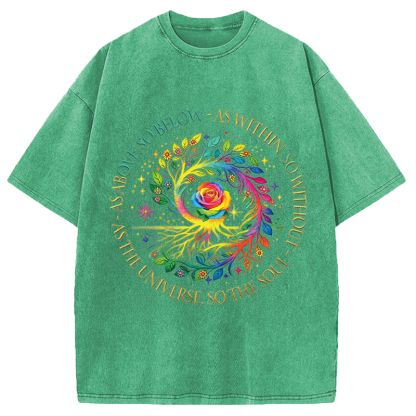 Tokyolion Rainbow Tree Cosmic Spiral Washed T-Shirt-Tokyo-Lion