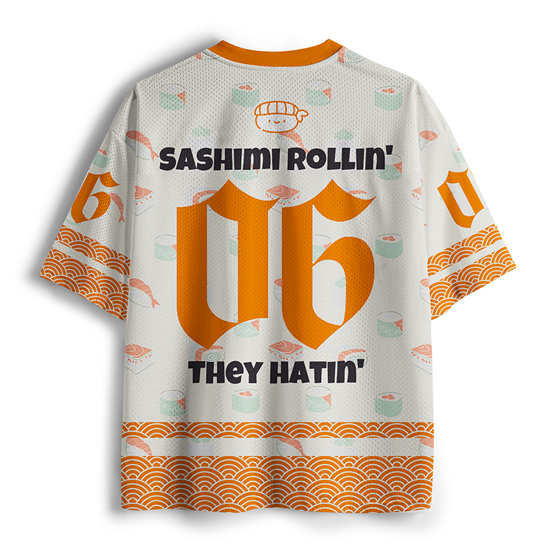 Tokyo-lion Sumo Riding A Sushi Bike Mesh Jersey