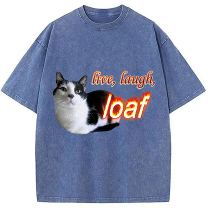 Tokyolion Live Laugh Loaf Cat Washed T-Shirt-Tokyo-Lion